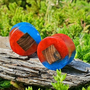 Pair of wood resin plugs,  plugs and tunnels, ear gauges, wood gauges, wooden gauges, resin plugs, 00 gauge earrings, 0g plugs, 00 gauges