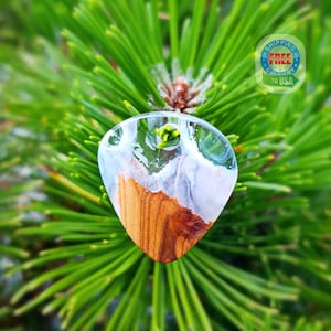 Wood resin guitar pick, working guitar pick,  guitar pick necklace, guitar pick pendant, guitar picks, wood resin jewelry
