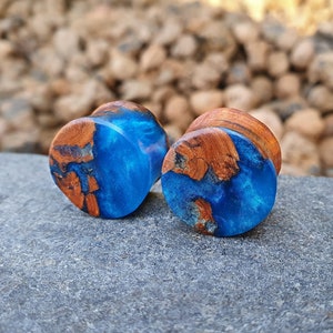 Pair of wood plugs, natural gauges, resin plugs, 00 gauges, ear gauges, gauge earrings, custom plugs, plugs and tunnels, 1 inch plugs