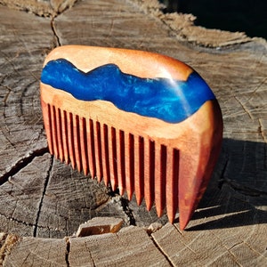 Wood resin comb, wood comb, hair accessories, pocket comb, wide tooth comb, boyfriend gift, viking comb, wooden comb, wooden hair comb