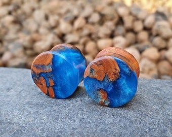 Ein Paar Holz Plugs, natürliche Plugs, Harz Plugs, 00 Plugs, Ohr Plugs, Plugs und Tunnels, 1 Inch Plugs