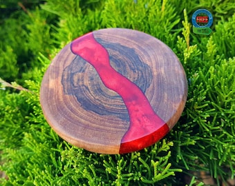 Handmade Wood Resin Coasters: Unique Drink Coasters, Set of 2
