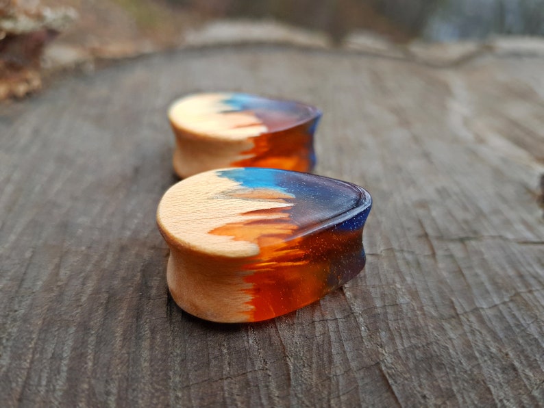 Teardrop Wood Resin Plugs Ear Plugs Wood Gauges 0g Plugs Etsy