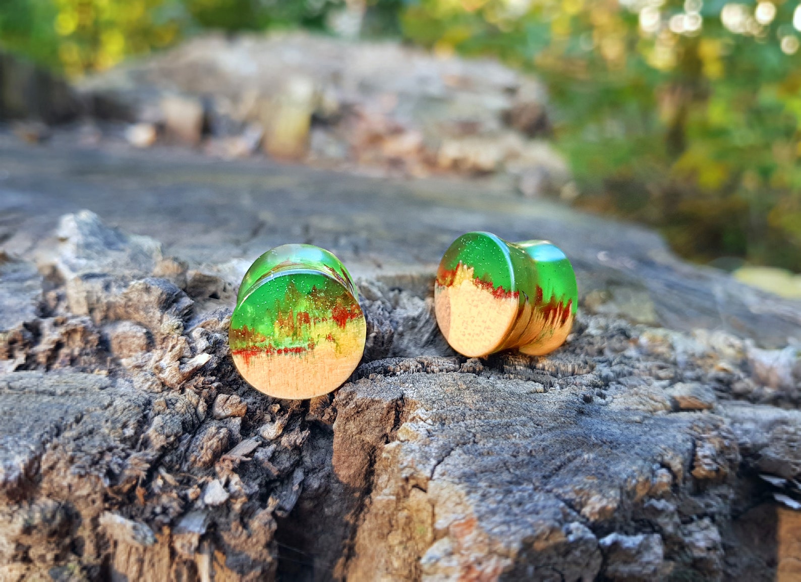 Pair of Wood Resin Plugs 0g Plugs Plugs and Tunnels 00 Etsy