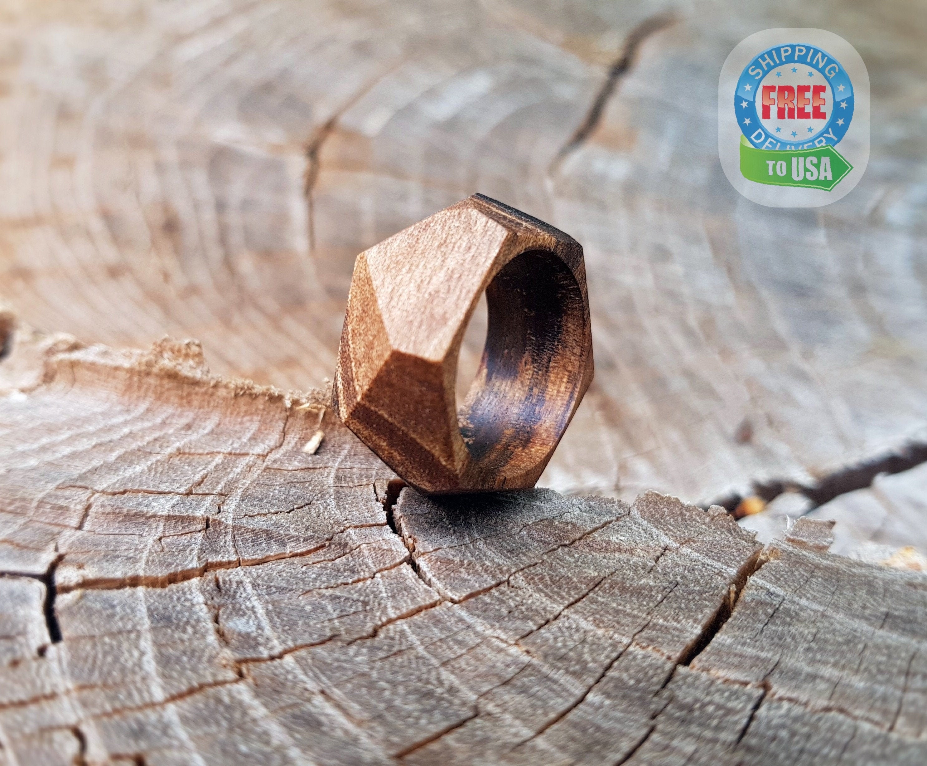 Wooden Ring Handmade From Walnut Wood Unisex 3mm, Bentwood. 