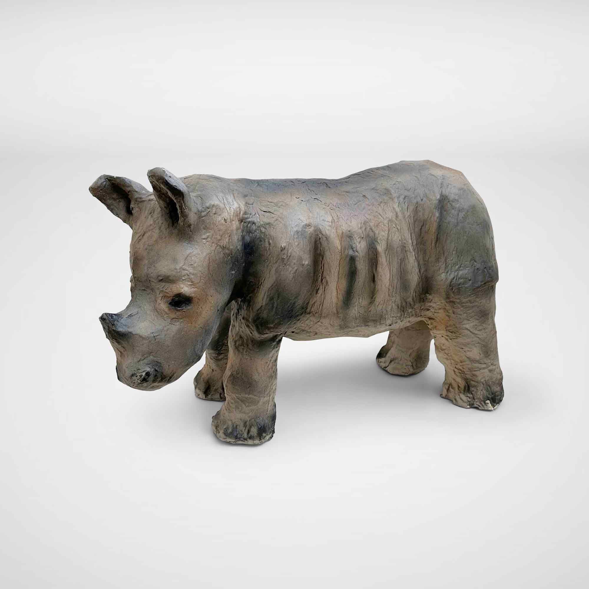 Paper Mache Animal Sculpture // Vintage // Rhino Rhinoceros // Original ...