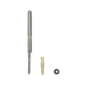 May include: A silver screw, a white plastic anchor, and a silver washer. These are hardware items used for mounting objects to walls.