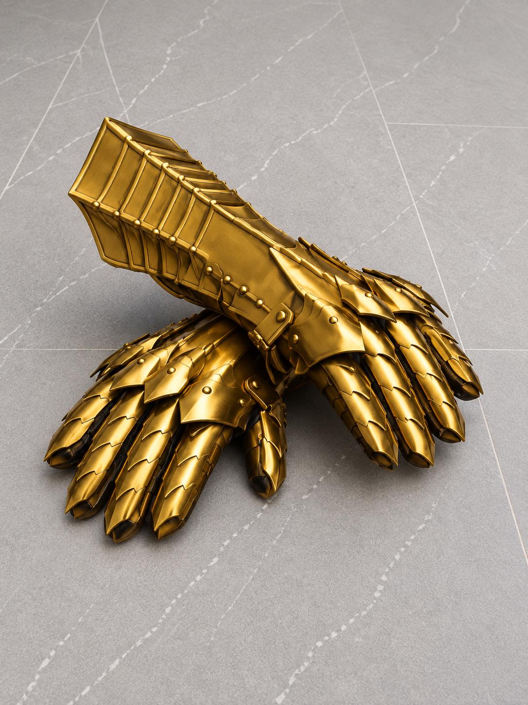 Gold Leather Gauntlets - Etsy