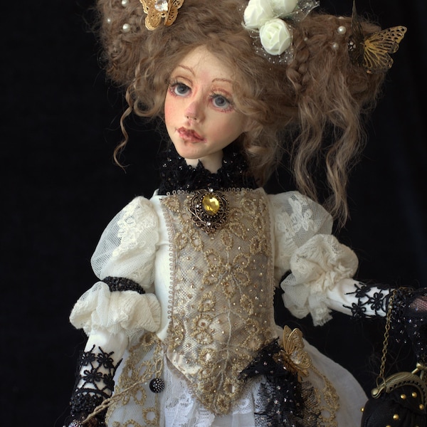 Butterfly Queen Doll – OOAK Art Doll – 60 cm Fantasy Victorian Doll – Handmade Collectible Sculpture