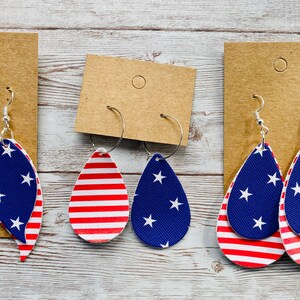 Stars and Stripe leather earrings, independence day earrings, flag earrings, 4th of July earrings, America earrings, Memorial Day, patriotic