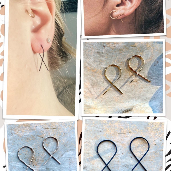 Mini threader earrings, thin threader urban earrings, threader hoops earrings, unique threader earrings, minimalist earrings