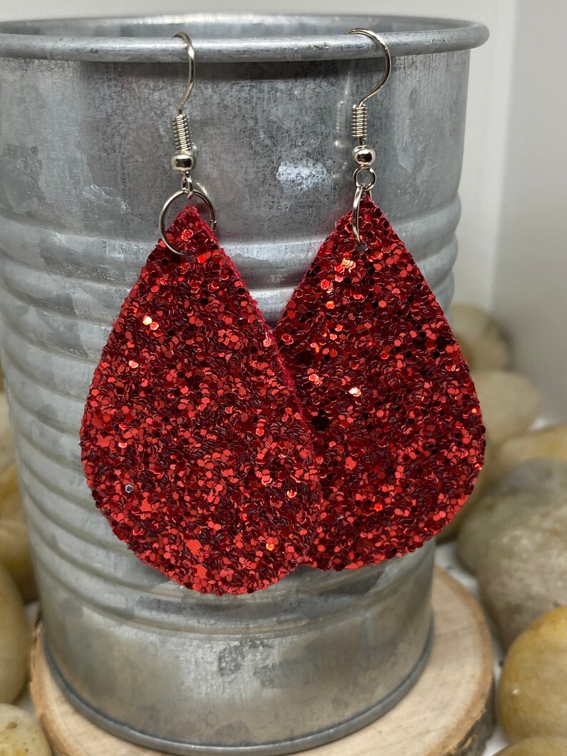 Glitter leather earrings Clearance