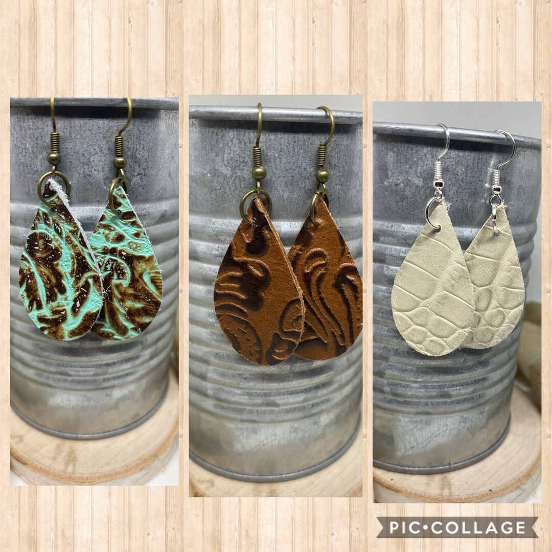 Small Teardrop Leather Earring