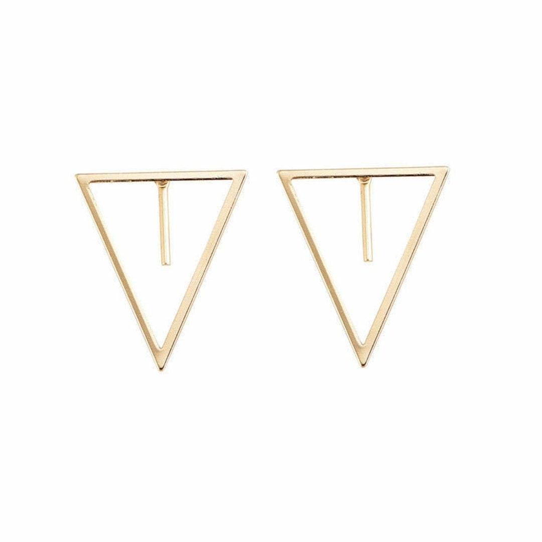 Triangle Bar Earrings Triangle Hoop Earrings Silver Triangle - Etsy
