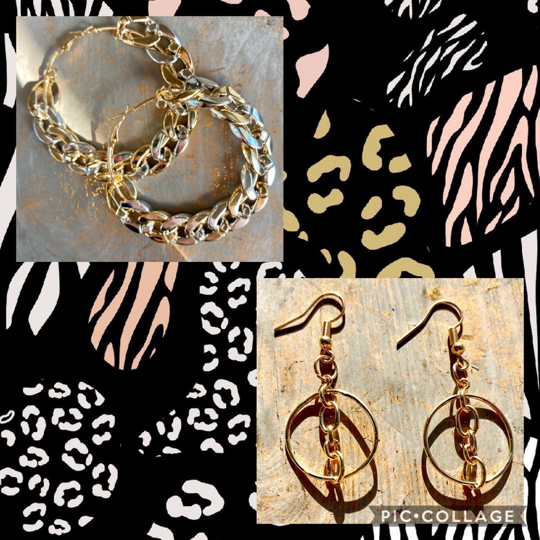 Chunky Chain Hoop Earrings Large Hoop Earrings Mini Hoop Etsy