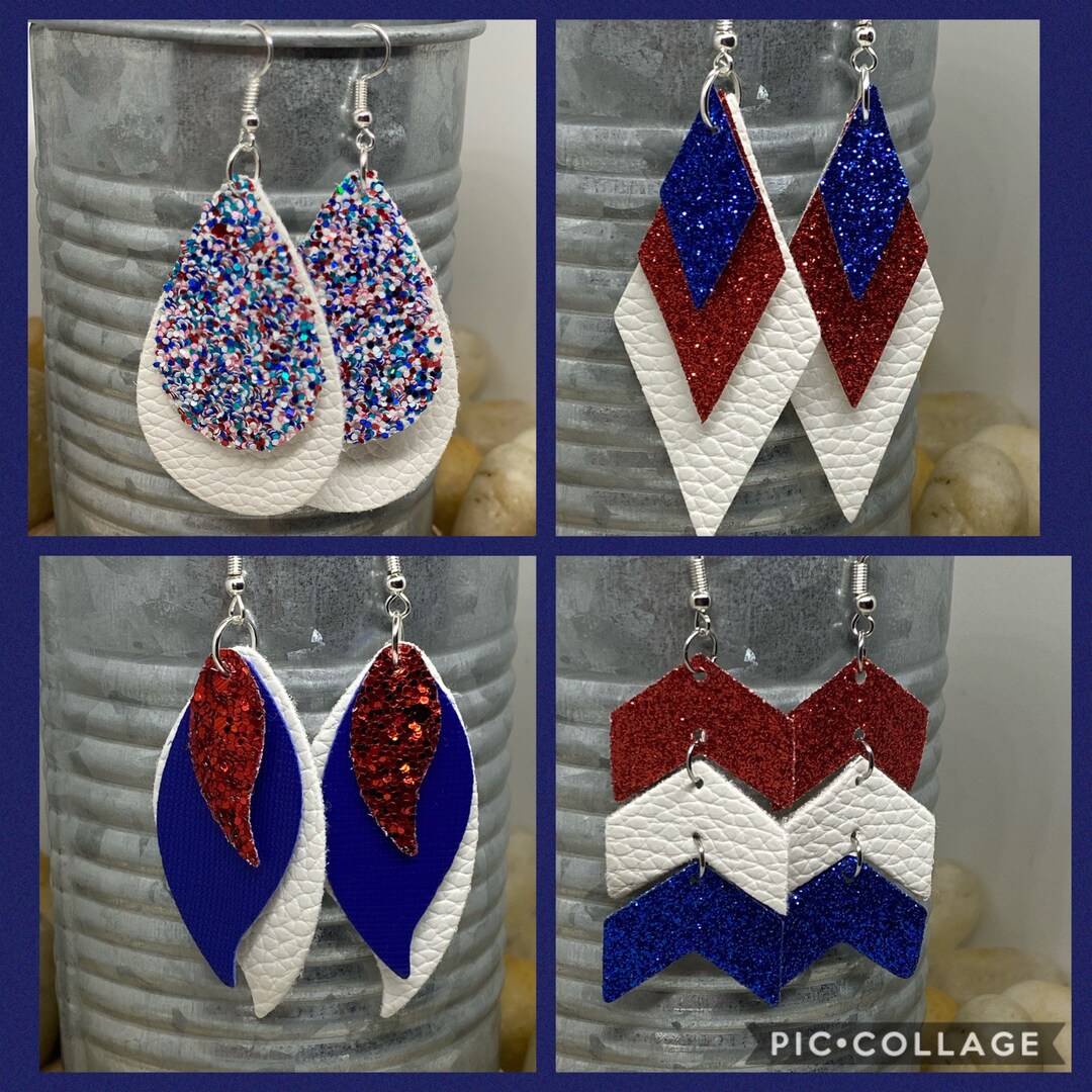 4th Of July Patriotic Earrings For Women - Red White & Blue USA Flag Star Earrings, Independence Day Accessories