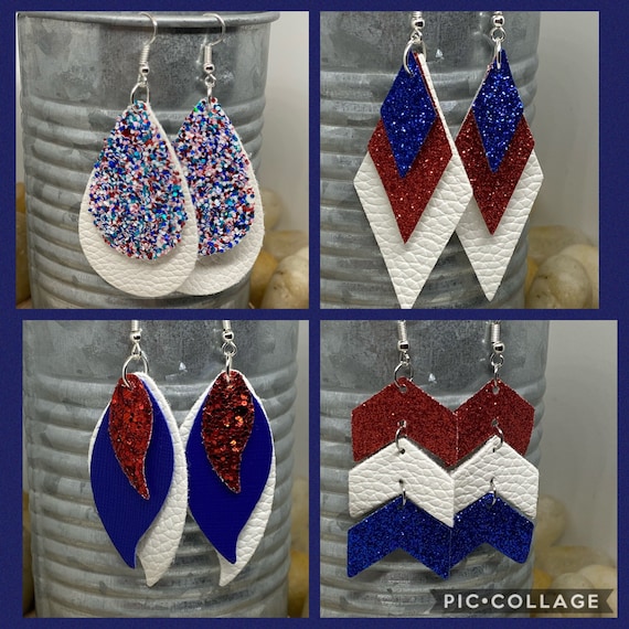 Patriotic leather earrings discount