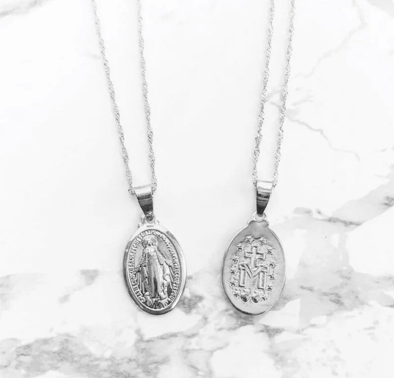 Virgin Mary Cross Necklace Catholic Necklace Cross Necklace Etsy