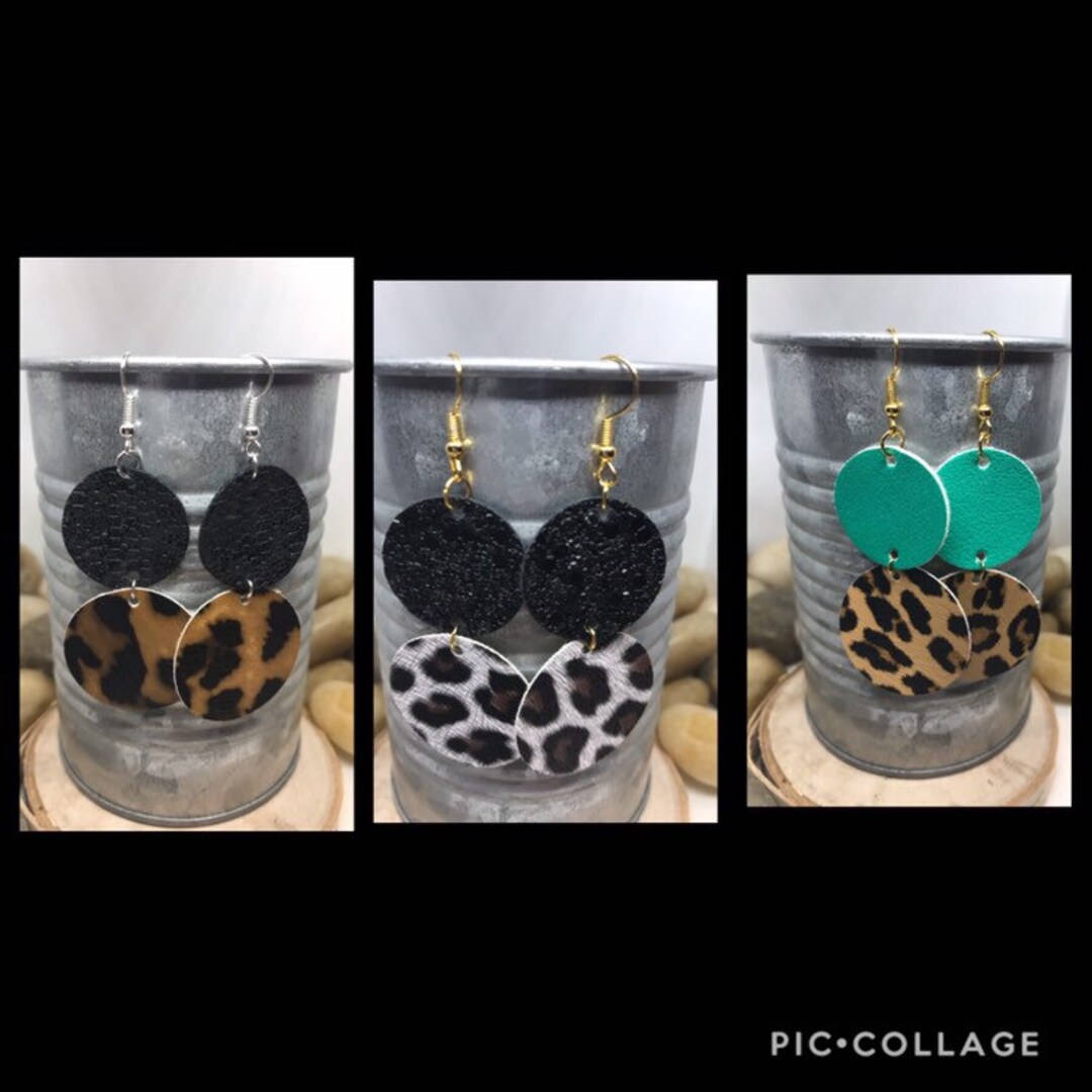 Round Two-Tone Drop Earrings - Colorful Leopard main image 0