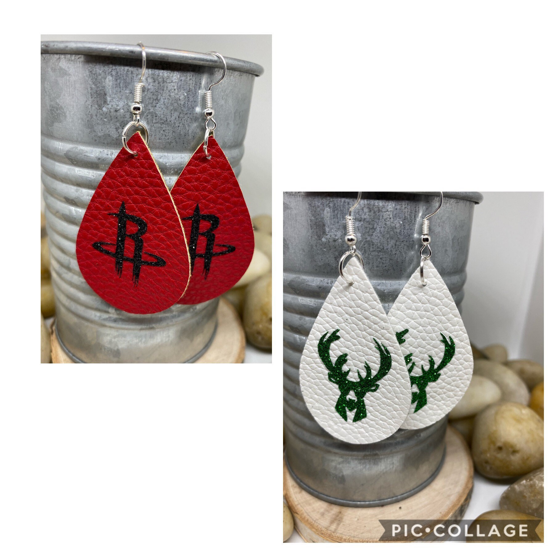 Basketball earrings nba earrings bucks earrings rockets Etsy