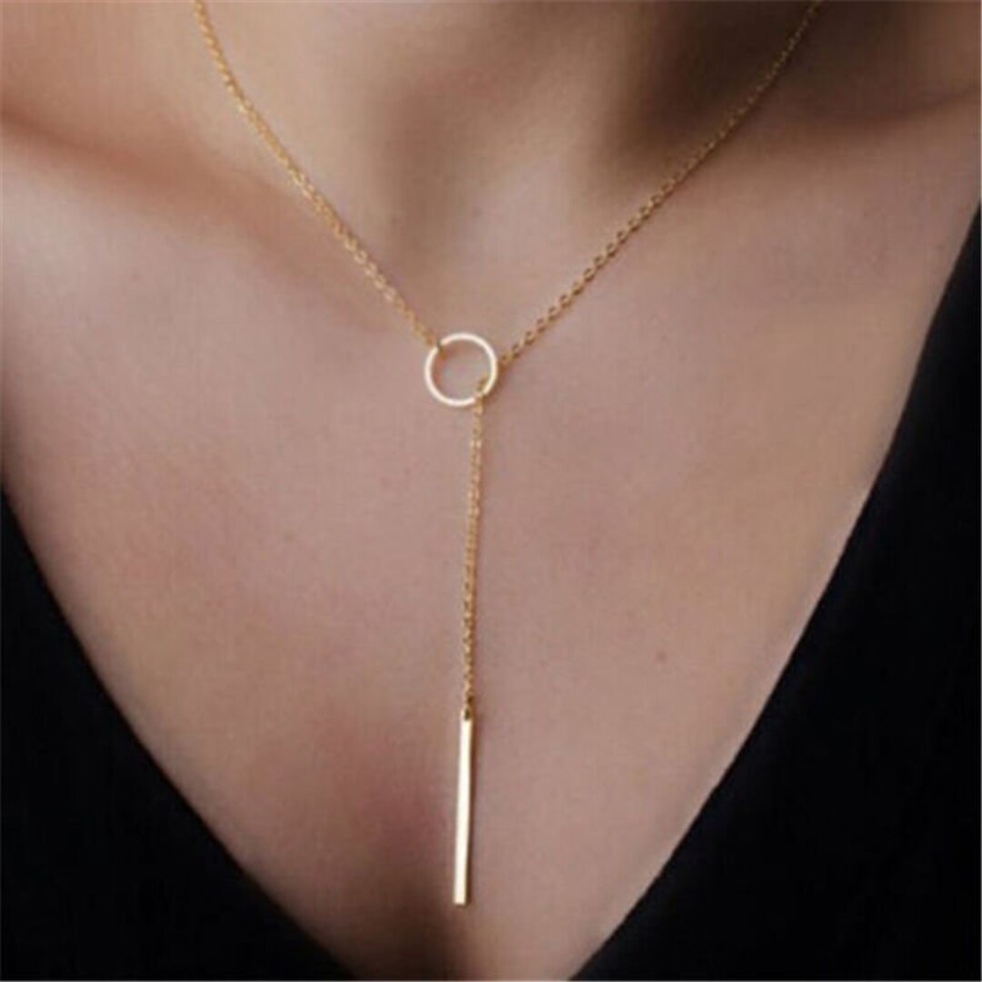 Threader Necklace Minimalist Necklace Gold Necklace Choker Etsy