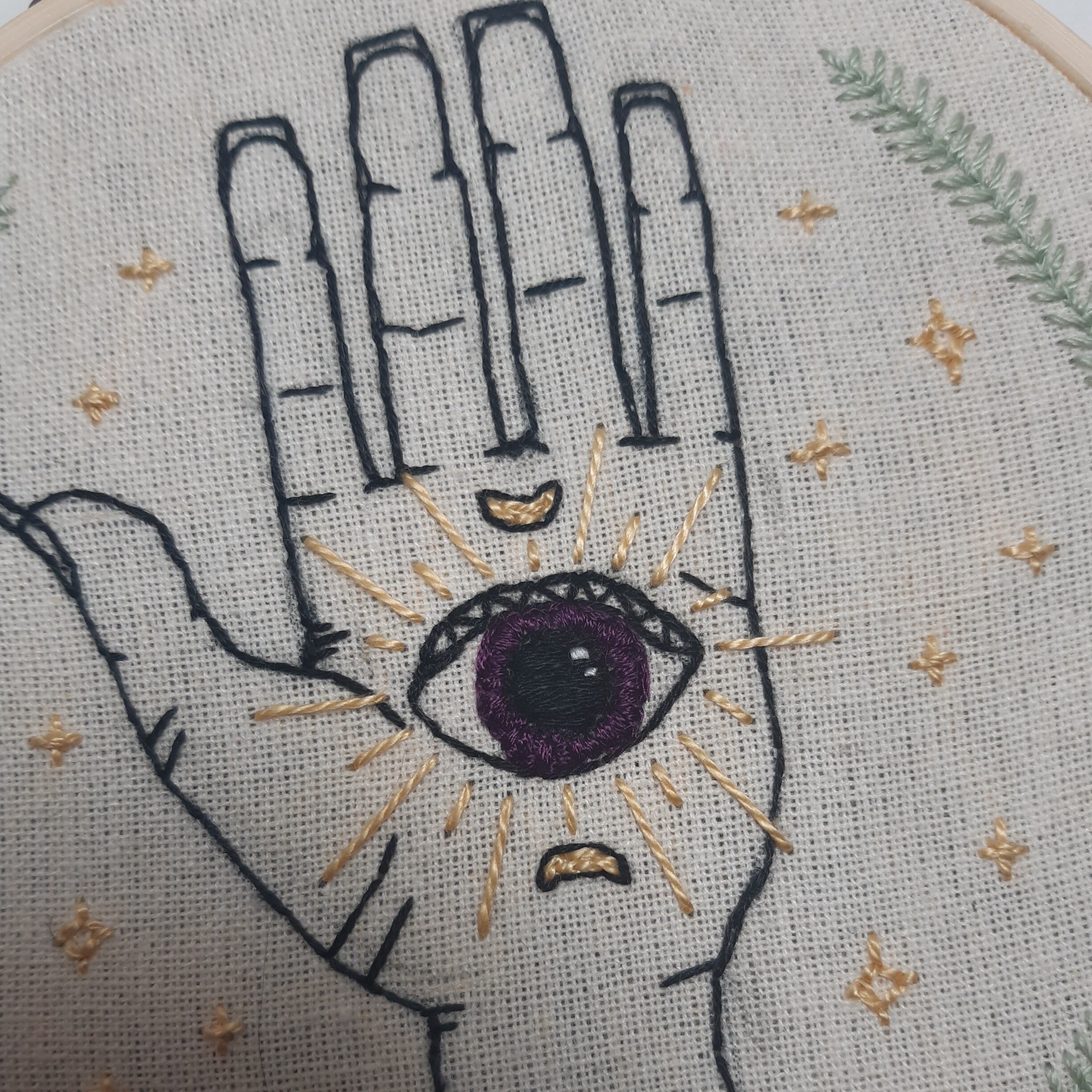 All Seeing Eye in Hand Unique Embroidery Wall Art Handmade Etsy