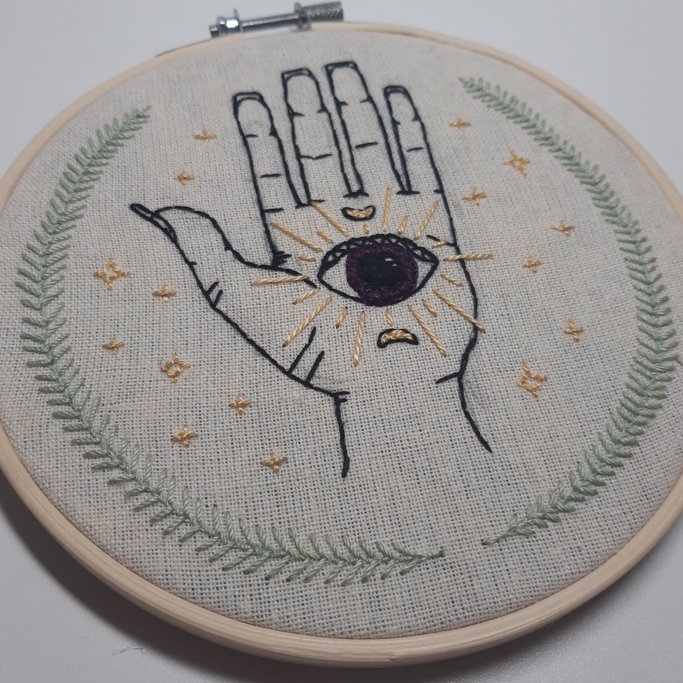 All Seeing Eye in Hand Unique Embroidery Wall Art Handmade Etsy