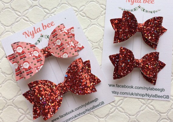 Christmas Hair Bow Set Hair Bows For Girls Gifts For Girls Etsy