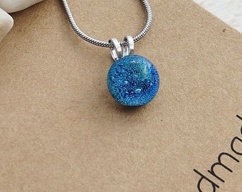 Dichroic glass pendant on 925 silver loop