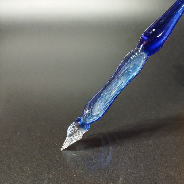 Glass pen silver fumed made of Murano and Lauscha glass including shelf