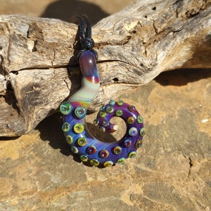 Pendant tentacle in iridescent colors made of Reichenbach glass