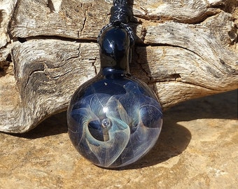 Pendant Galaxy silver fumed made of Murano glass