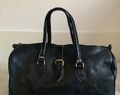 Moroccan black leather travel bag