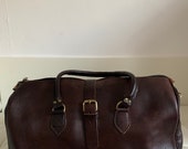 Moroccan brown leather travel bag