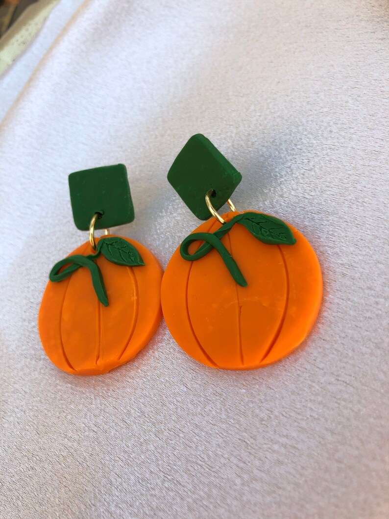 Pumpkin Patch Handmade Polymer Clay Earrings Unique Trendy