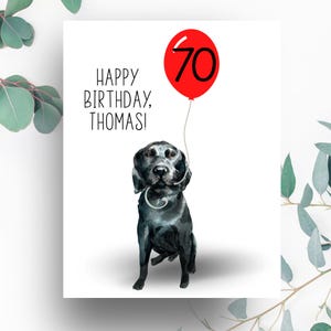 Personalized Birthday Card, Custom Card From the Dog, Dog Lover Present, Black Lab Gift For Dog Mom, 21st, 50th, 60th Milestone Card For Her