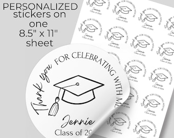 Custom Graduation Sticker, Grad Party Decor, Thank You, Class of  2025, Personalized Party Favor, High School Graduation Decoration