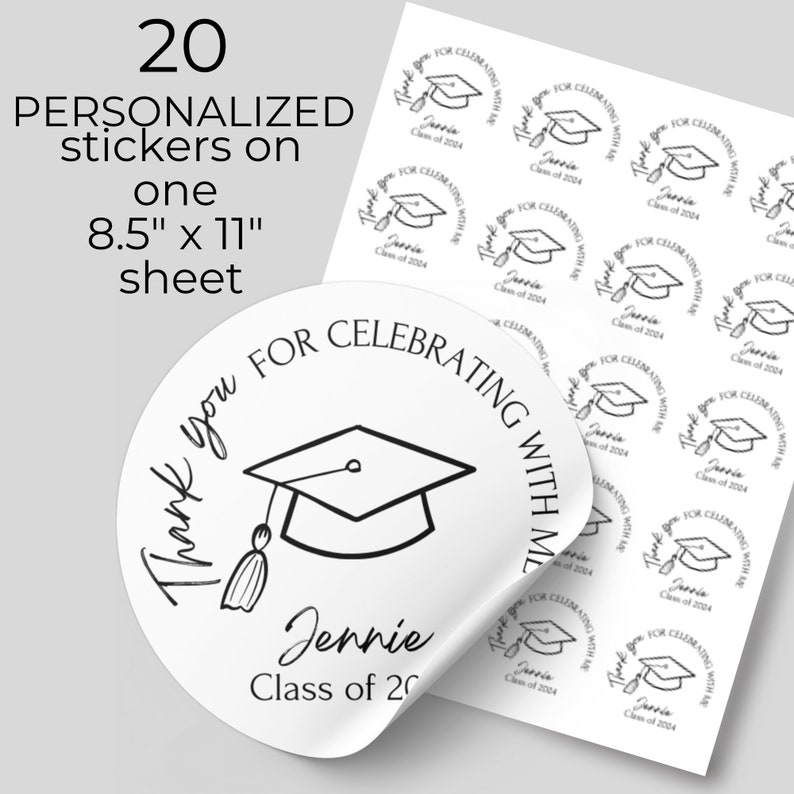 Custom Graduation Sticker, Grad Party Decor, Thank You, Class of 2025 ...