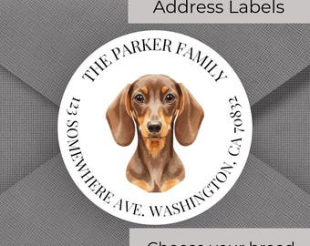 Return Address Labels, Personalized Dachshund Labels | Custom Dog Stickers | Weiner Dog, GSD, Lab, Beagle, New Home Label for Dog Lover