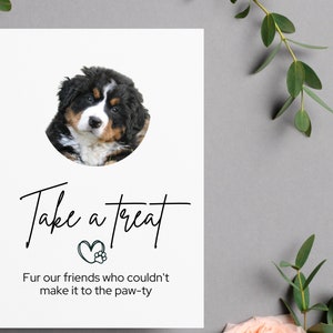 Wedding Favor Sign, Dog Wedding Favor, Editable Thank You Sign, Please Take One, Dog Bar Wedding Sign, Take a Treat Sign, Pet Treat Favor image 1