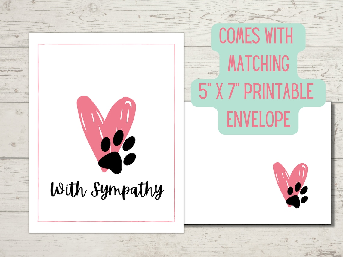 PRINTABLE Sympathy Card Pet Sympathy Card for Loss of Dog - Etsy