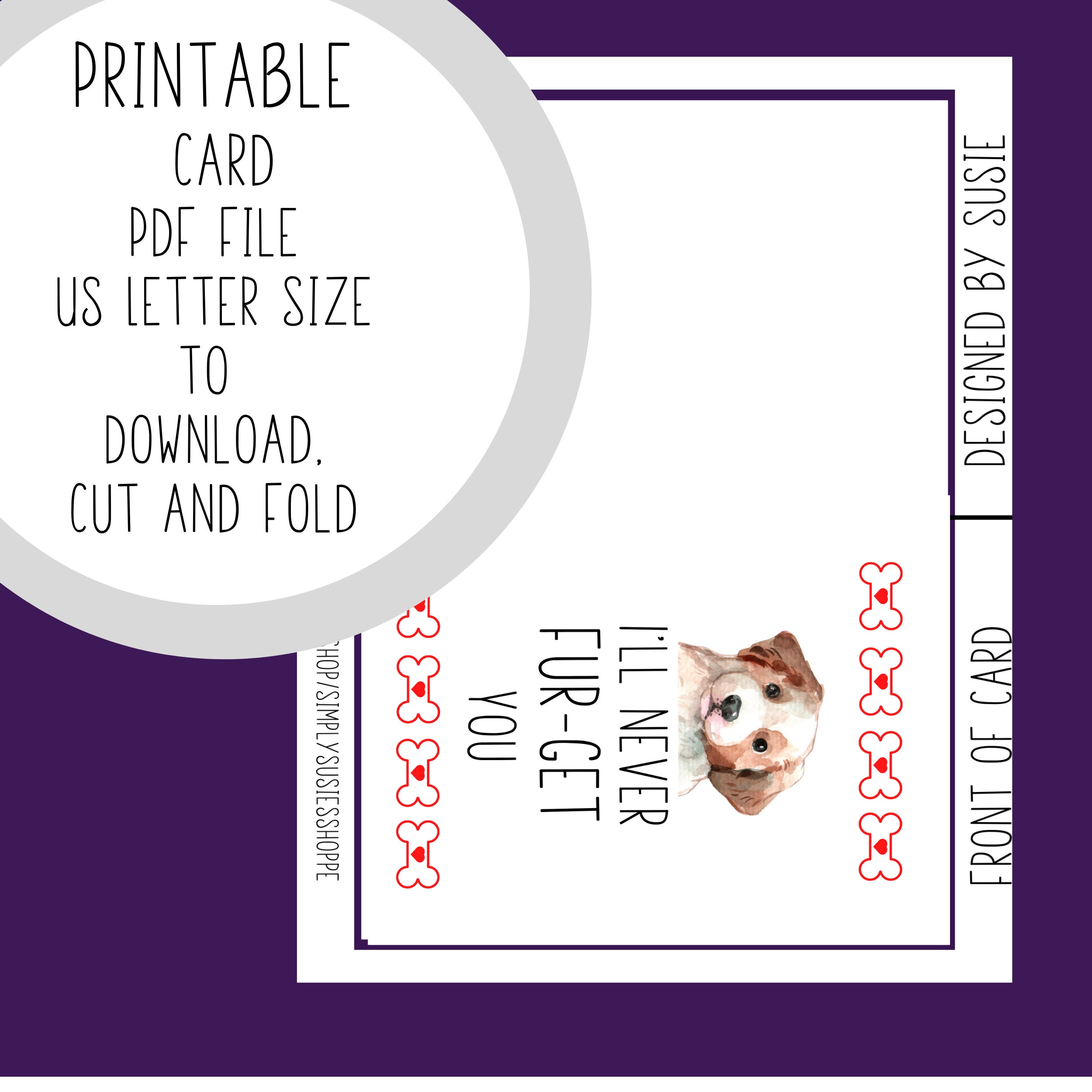 Printable Card With Dogs Instant Download Greeting Card - Etsy