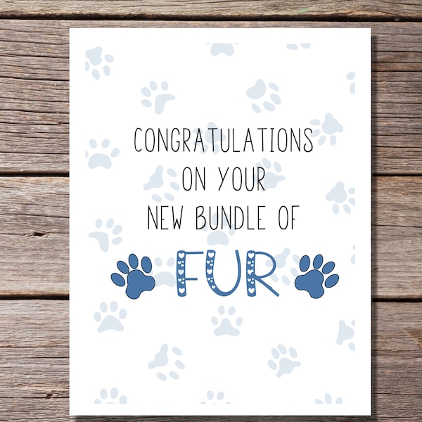 New Puppy Gift For Dog Lover, Fur Baby Card, Congratulations on Puppy, Pet Owner Gift, Welcome Present For Puppy Adoption, Card For Fur Mom