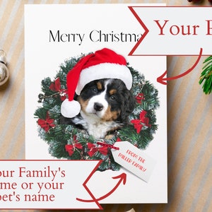 Tarjeta de Navidad para perros, tarjeta de Navidad personalizada para perros, tarjeta festiva para mascotas, tarjeta con retrato de mascota, tarjeta con retrato de perro, tarjeta de Navidad para padres de perros
