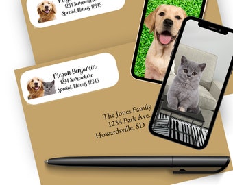New Address Label, Custom Return Address Label For Dog Lover, Pet Photo Sticker for Envelope, Birthday Gift, Gift For New Home Owner