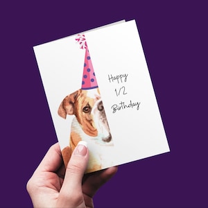 Half Birthday Card, Card for Half Birthday, Celebrate 1/2 Birthday, Bulldog Birthday, 6 Month Note, Funny Card for Half Birthday Dog Lover