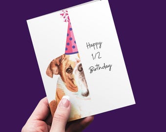 Half Birthday Card, Card for Half Birthday, Celebrate 1/2 Birthday, Bulldog Birthday, 6 Month Note, Funny Card for Half Birthday Dog Lover