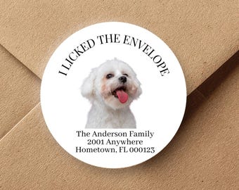 Address Labels Stickers, Custom Pet Photo Funny Envelope Seal for Dog Lover Save the Date Party Personalized Portrait Favor, New Home Gift