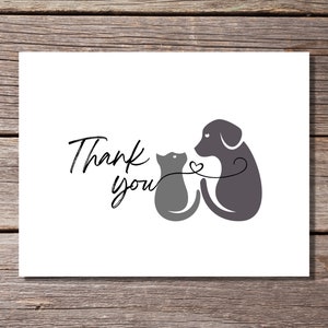 Dog Thank You Note Card Set, Dog Lover Stationery Gift, Vet, Pet Sitter, Walker, Doggie Daycare Card, Minimalist Dog and Cat, Blank Card