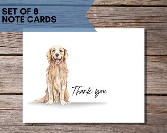 Golden Retriever Thank You Cards, Dog Greeting Cards, Golden Retriever Gift, Mother's Day Gift, Stationery Set of 8 or 12, Dog Lover Gift